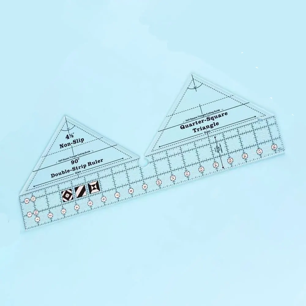 1PC DIYS Quilting Patchwork Scrapbook Ruler 90 Degree Double Strip Non-slip Quilting Ruler Tailor Sewing Acrylic Tools