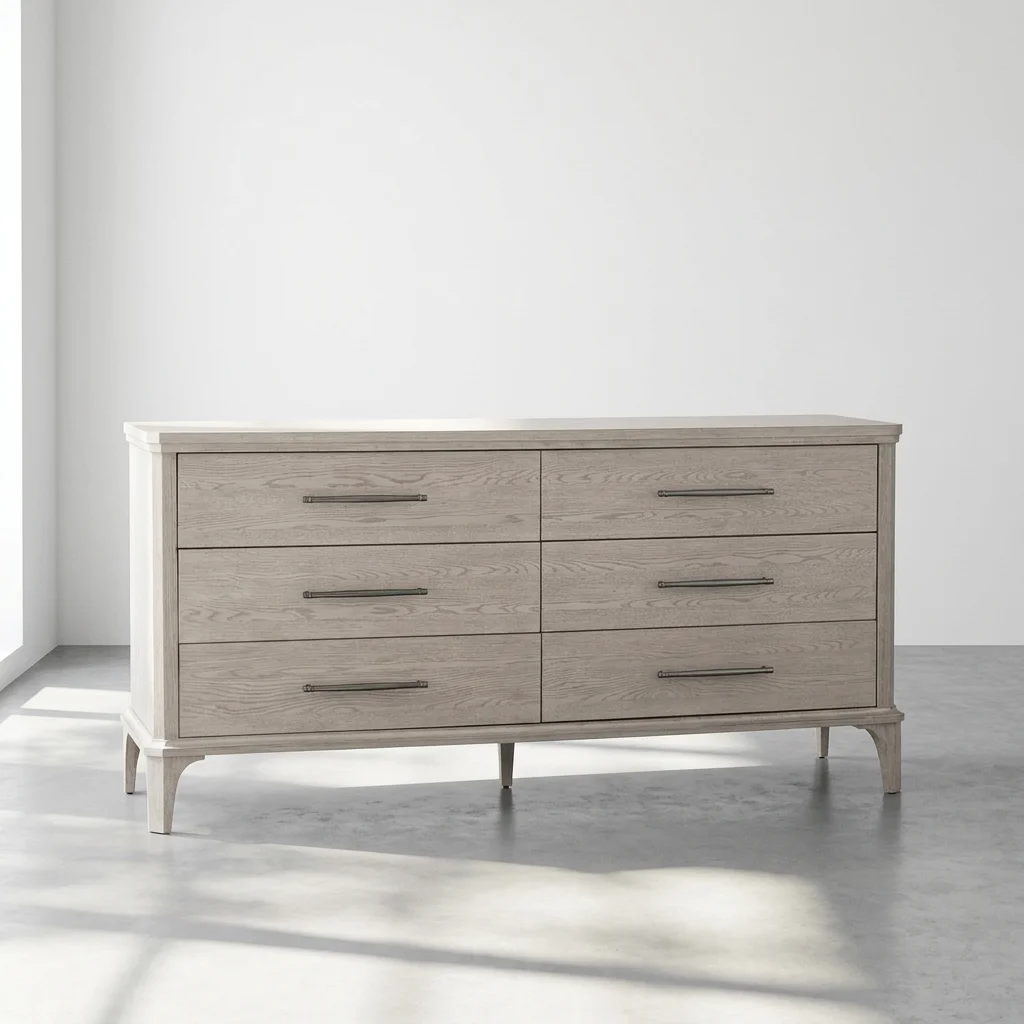 

Комод MYHOME Modern Light Luxury из массива дуба с 6 ящиками и функцией хранения, настраиваемый по цвету и размеру, мебель для спальни