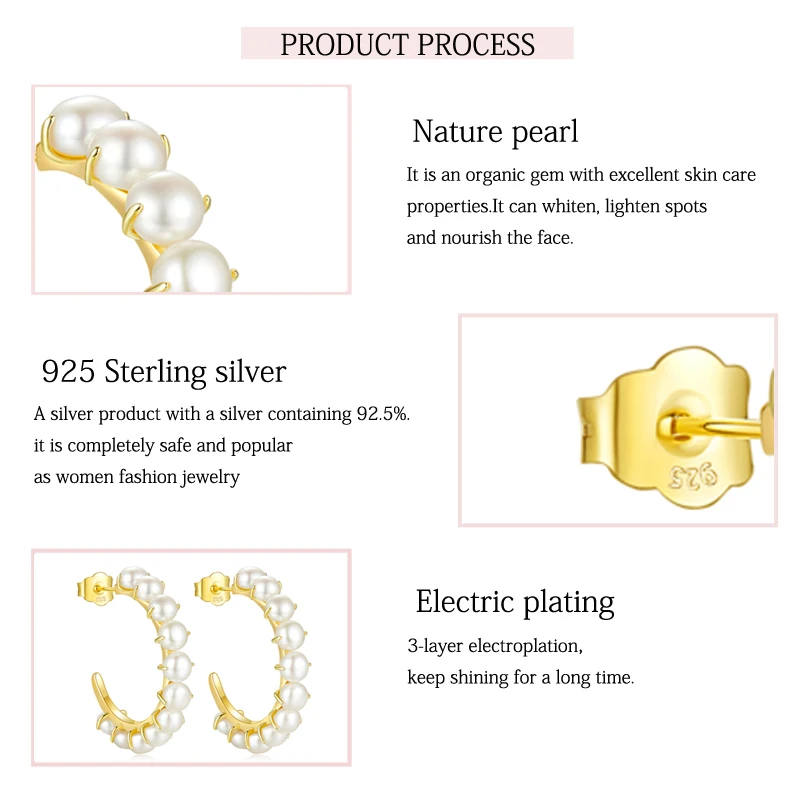 LAYA 925 Sterling Silver Hoop Earrings For Women Fashion Personality Natural Pearl Party Wedding Luxury Piercing Ear Jewelry