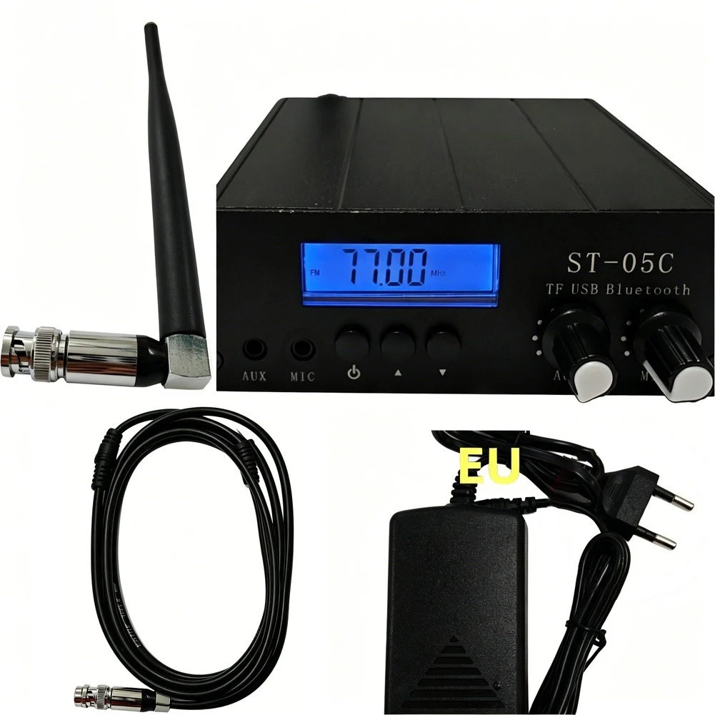 ST-05C Stereo FM Tuner 20mW 200mW Adjustable PLL Wireless Audio Transmitter With USB TF Card Input For Radio Broadcasting