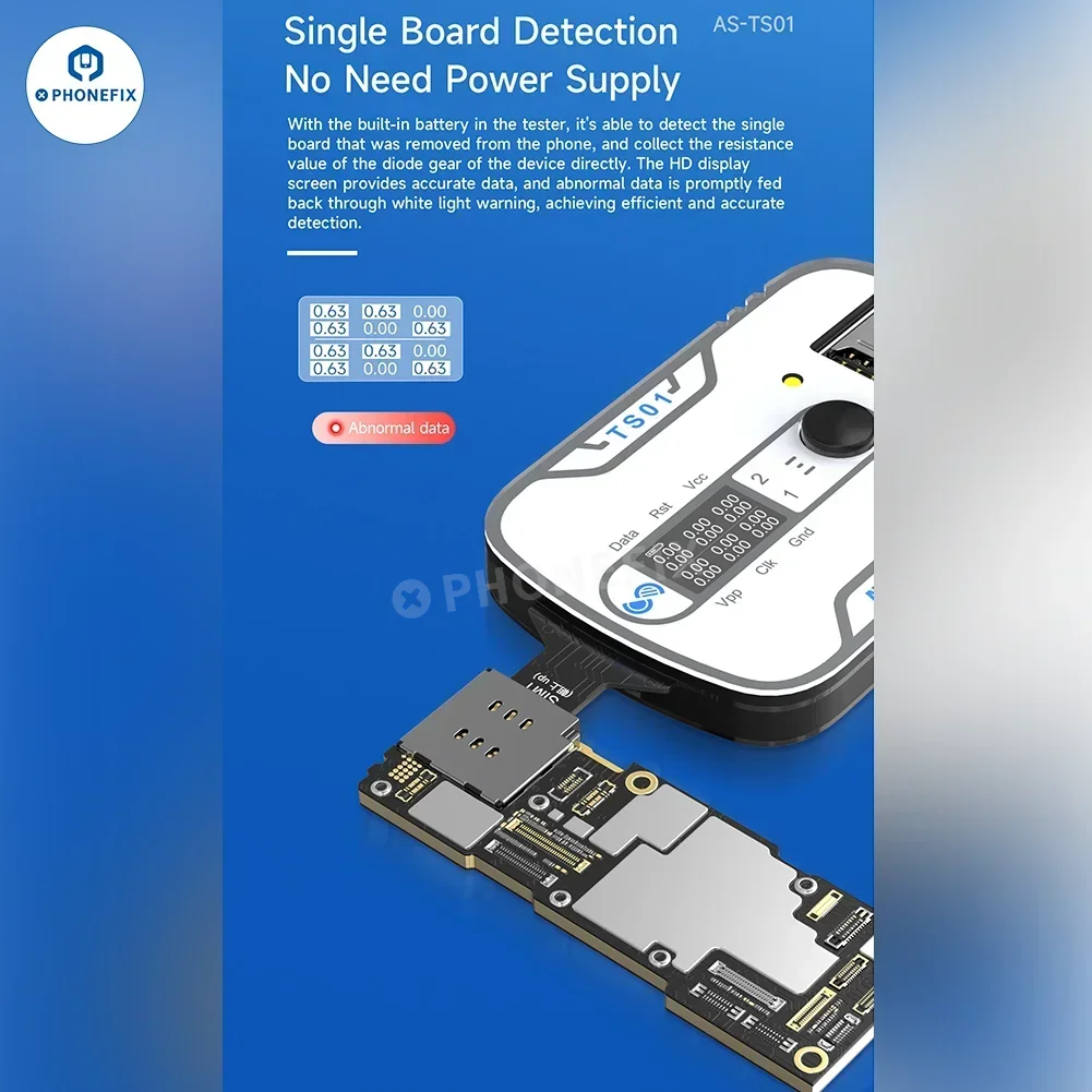 جهاز اختبار بطاقة SIM العالمي من Aweshine TS-01 يكتشف فتحات بطاقة SIM للهاتف/الوسادة دون تفكيك أدوات إصلاح آيفون وأندرويد