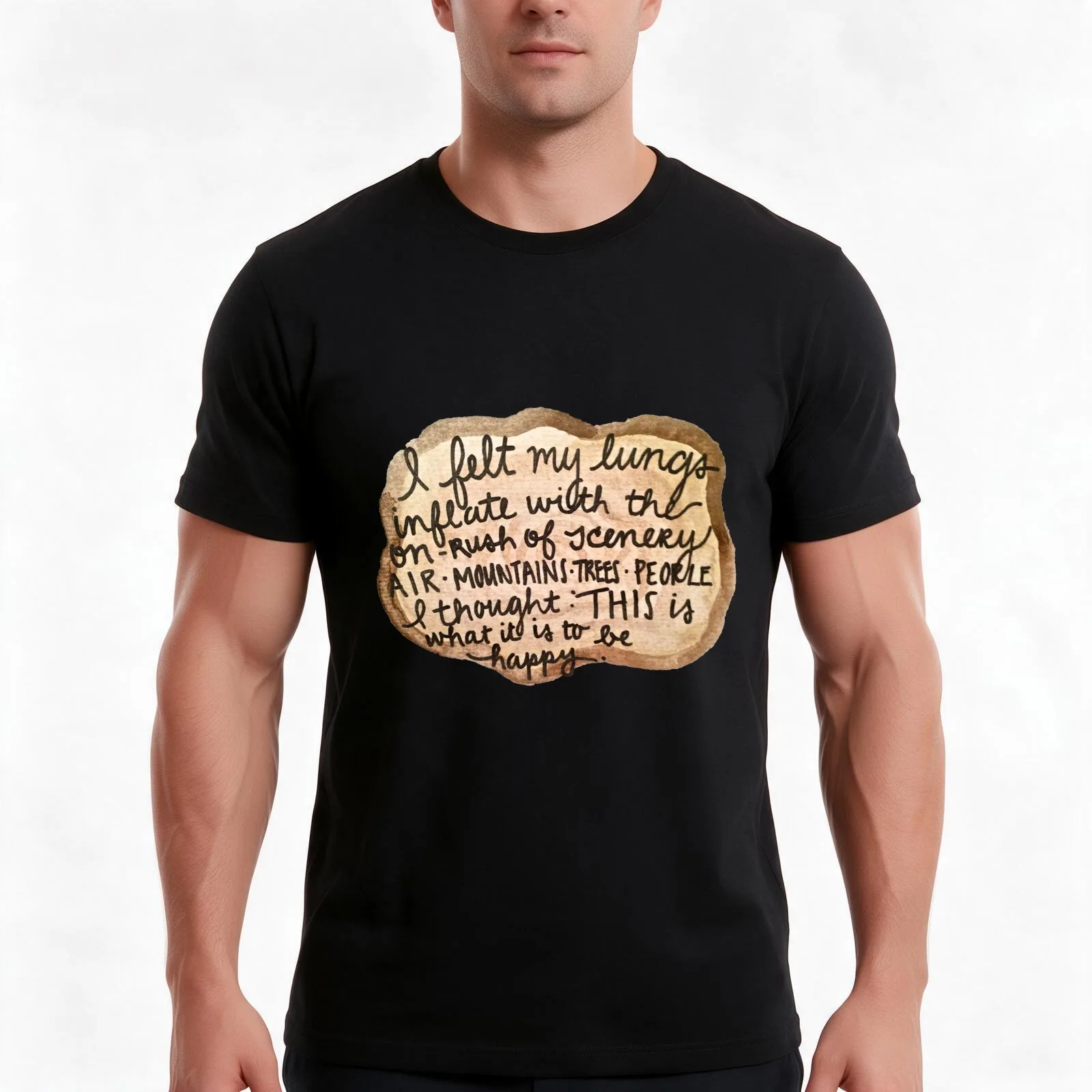 Sylvia Plath Happy Tree Ring Quote T-Shirt, Summer Casual Cotton Tee, Oversized Streetwear Tops, Vintage Graphic Print
