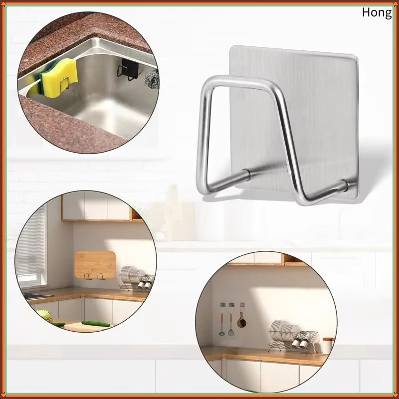 10pcs Sponge Holders for Kitchen Sink,Strong Adhesive Small Sponge Holder,Premium Rustproof & Waterproof SUS304 Stainless Steel