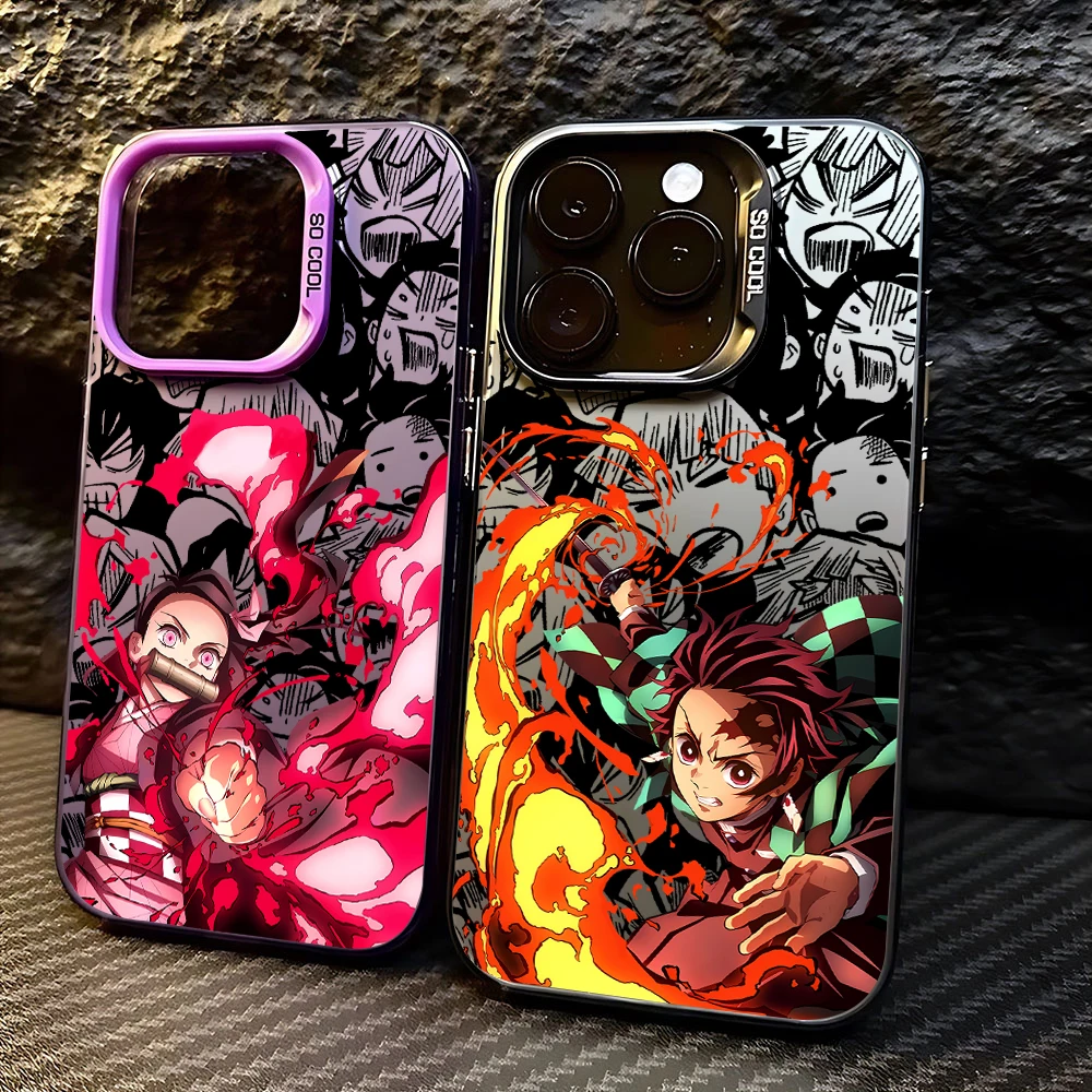 Coque de téléphone Anime d-demons Slayers, étui arrière mat Anti-chute pour IPhone 16e 16 15 14 13 12 11 Mini Pro Max X XR XSMAX 8 7 Plus