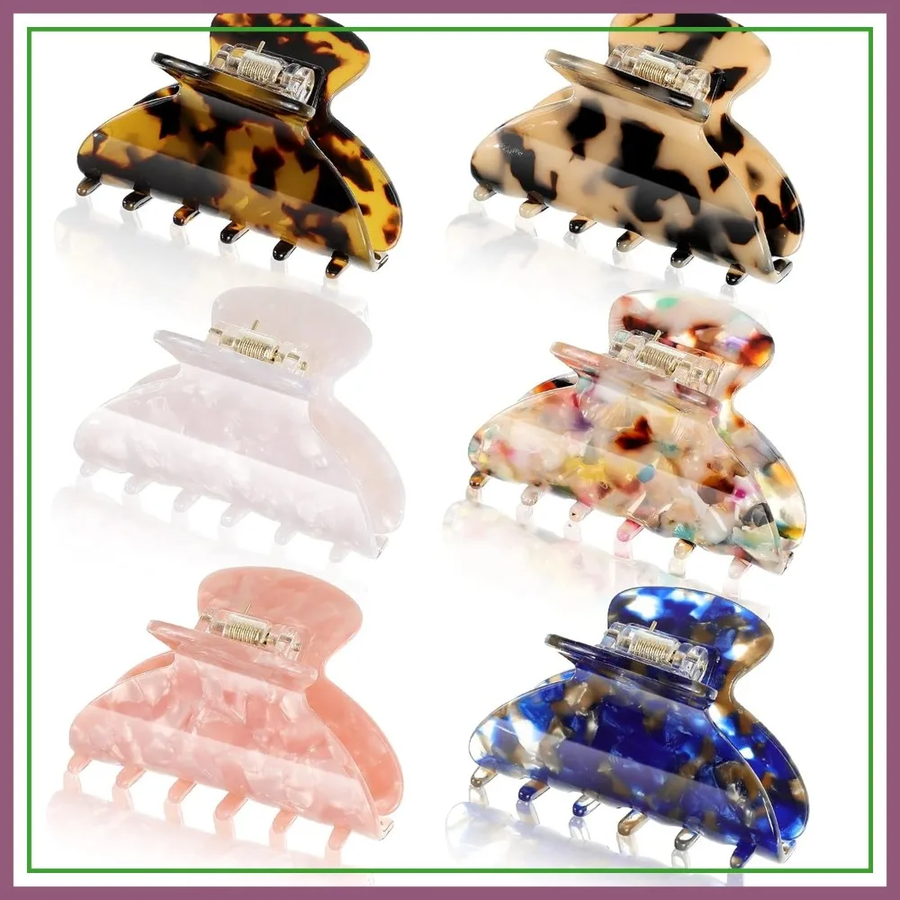 

6 Pcs 2.6 Inch Tortoise Shell Hair Claw Clips for Thin Hair, Banana Jaw Hairpin French Style Barrettes for Women