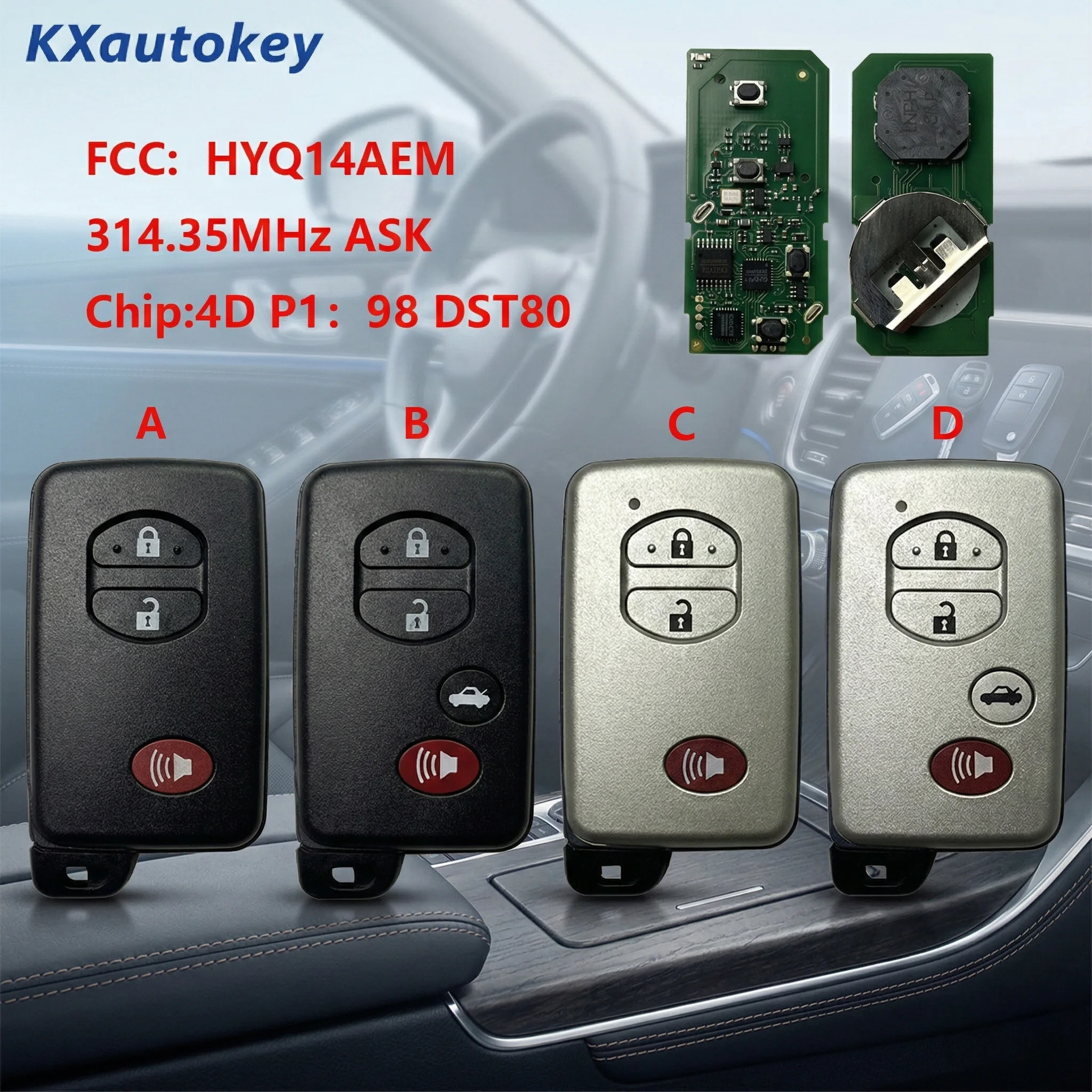

KXK007063 Для Toyota Land Cruiser/Avalon/RAV4/Camry 2008-2015 FCCID-HYQ14AEM Высокосовместимый смарт-ключ с дистанционным управлением для Toyota