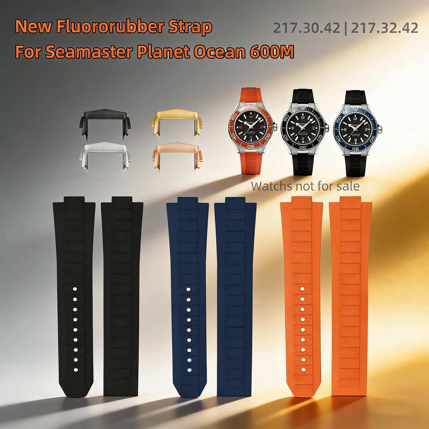 

Новый ремешок из фторкаучука с выпуклым концом для Omega Seamaster Planet Ocean 600M 217.30.42/217.32.42, мужской сменный ремешок для часов, 2026 год