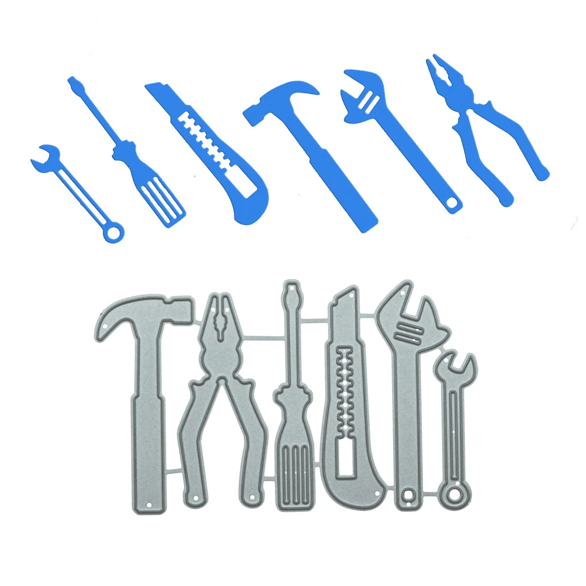 Инструменты, нож, молоток, гаечный ключ, пинцет, металлические штампы для резки, скрапбукинга, резак, «сделай сам», карточка, фотоальбом, украшение, клип, форма, трафарет