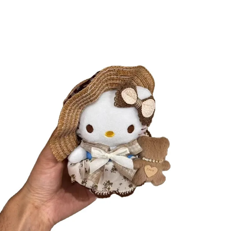 جديد سانريو الكرتون Kawaii مرحبا كيتي ميلاد كيتي حقيبة السحر رائعتين الكرتون المعانقة الدب KT أفخم دمية القش قبعة المفاتيح
