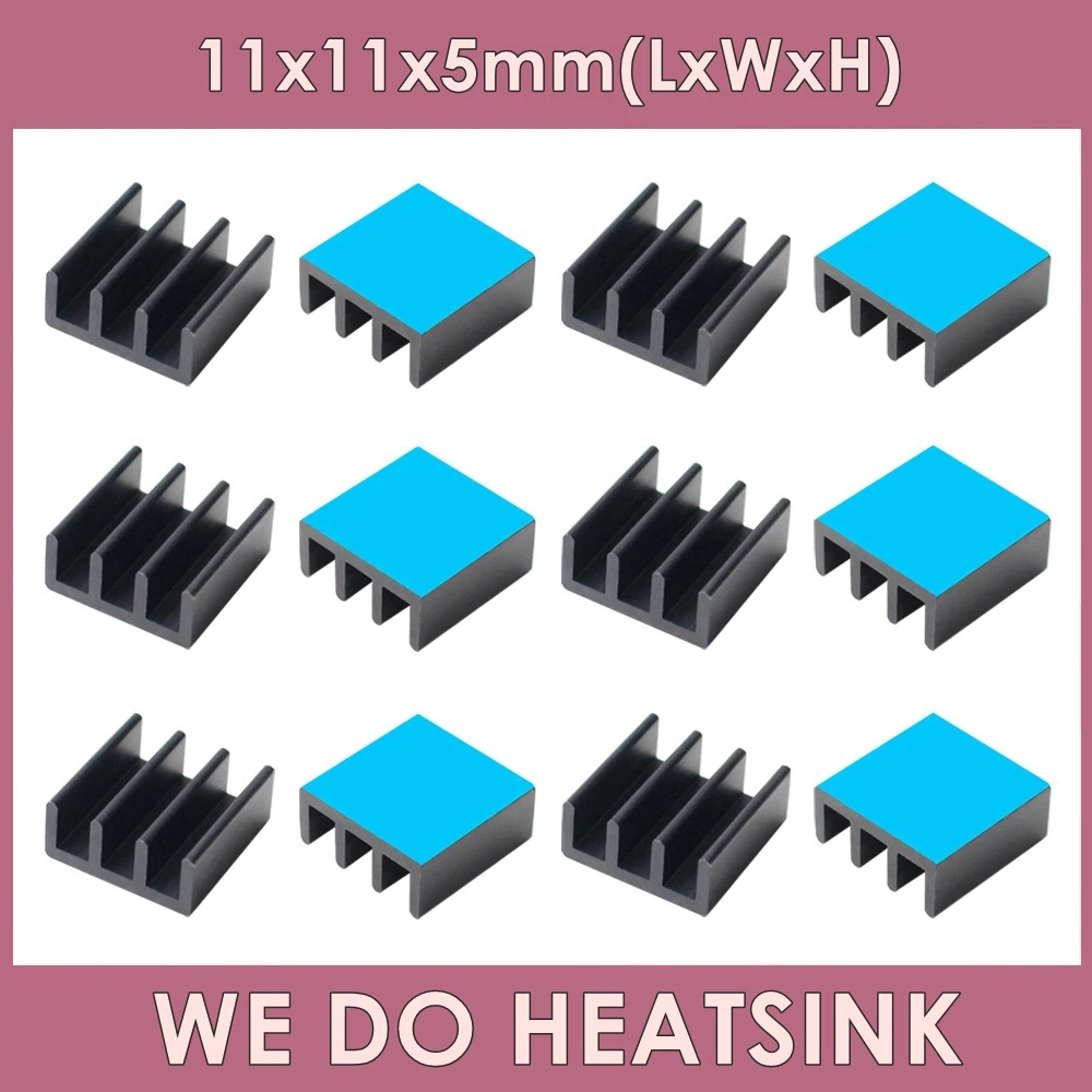 WE DO HEATSINK 11x11x5mm Without or With Thermal Pad Black Extruded Aluminum Mute Graphics Card Heatsinks GPU VGA RAM Radiator