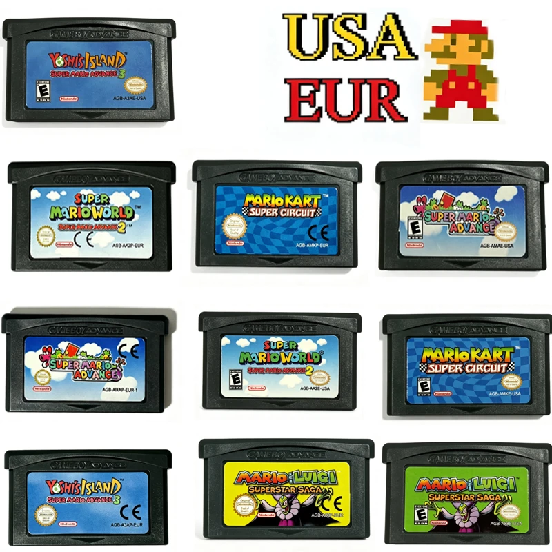 AUF LAGER 10 verschiedene GBA-Spielmodule EUR & USA Version für Game Boy Advance GBA SP DS Lite Vintage-Spielesammlung Geschenk