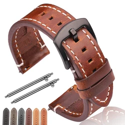 Genuine Leather Watchband 7 Colors Vintage Strap 18mm 20mm 22mm 24mm Women Men Cowhide Smart Watch Band Belt Accessories