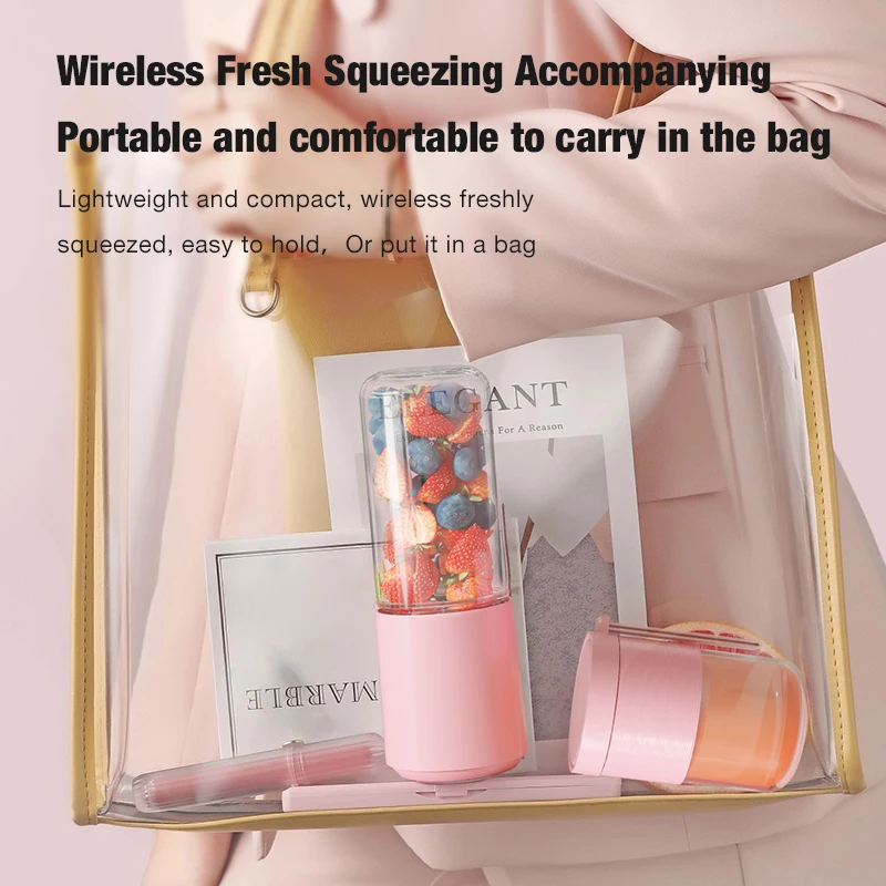 عصارة كهربائية محمولة كوب مزدوج USB شحن كوب عصير طالب صغير المنزلية التخييم في الهواء الطلق خلاط زجاجي عالي البورسليكات