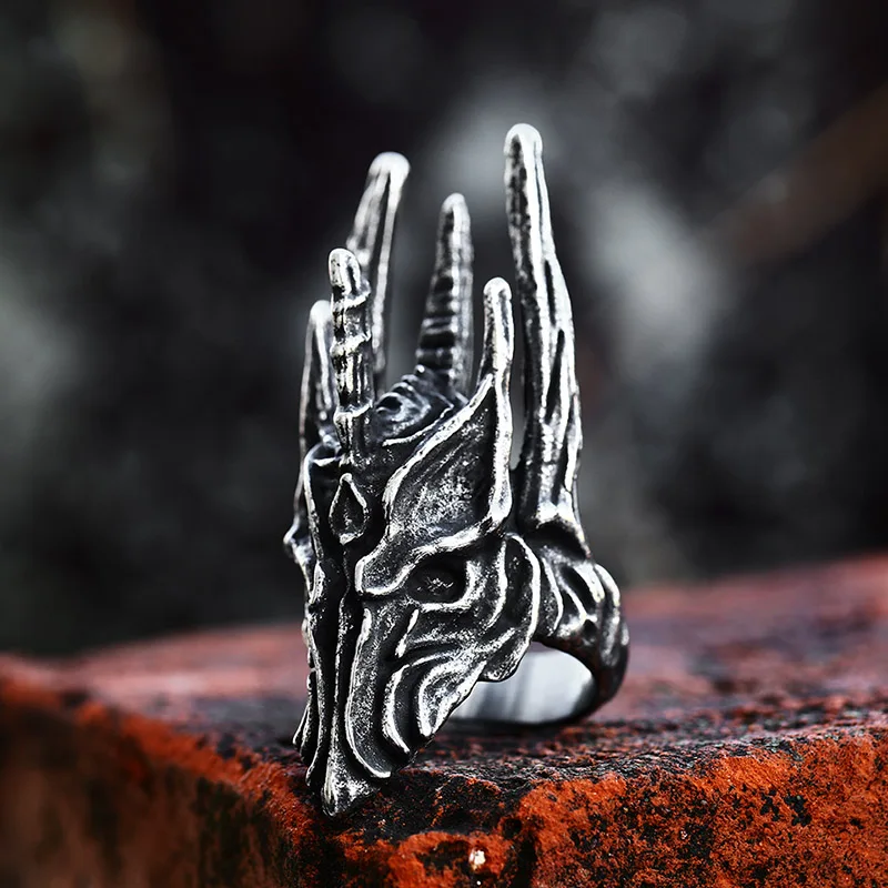 BEIER Men Ring Stainless Steel movie Sauron Mask Ring Antique Male Cool Jewelry BR8-1081