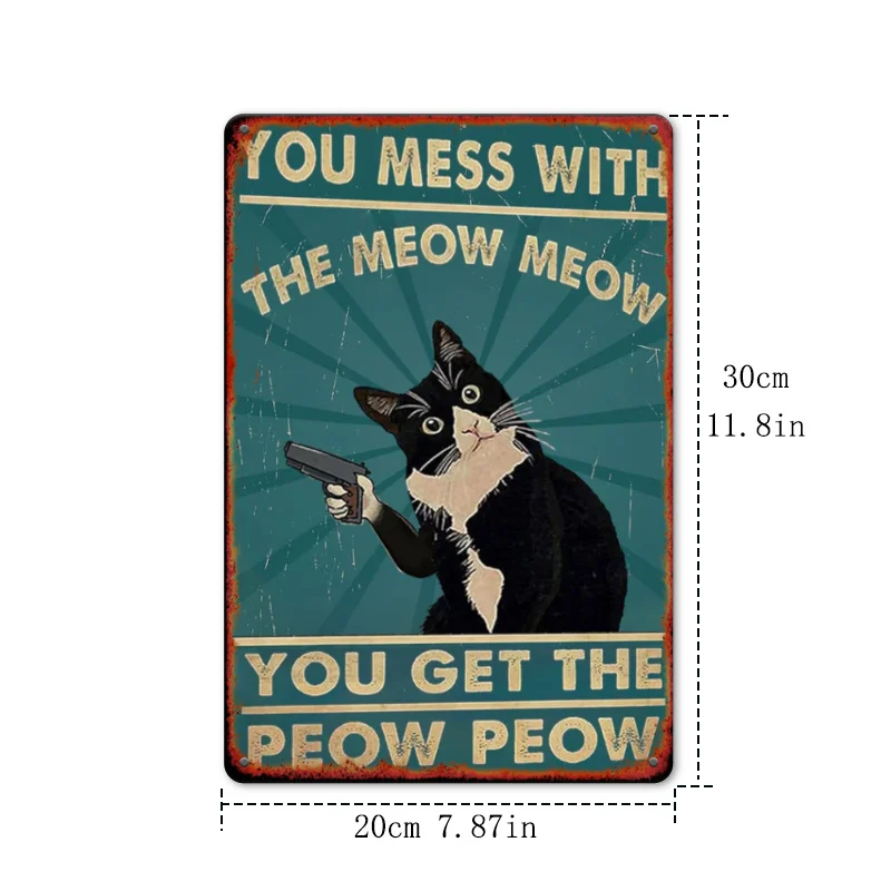 Humorous Vintage Cat Tin Sign Wall Decor - 