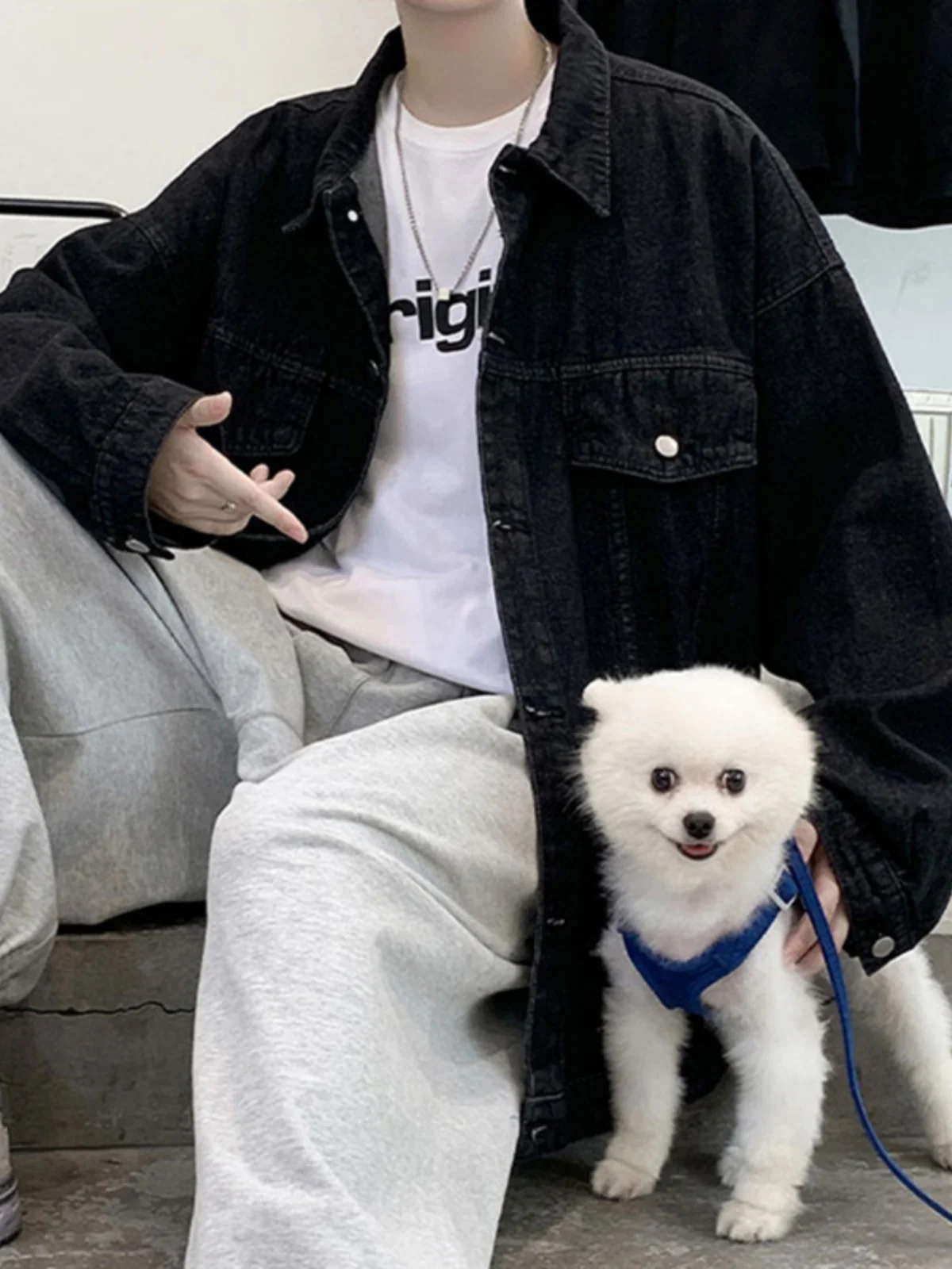 

Trendy Oversize Spring Autumn Denim Jaet Men's Faion Workwear Jaet American Retro Sle Warm Outerwear for Youth