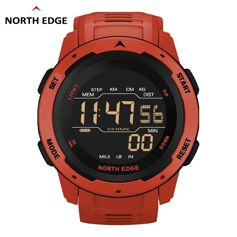 NORTH EDGE Mars Men Digital Watch Men\'s Military Sport Watches Waterproof 50M Pedometer Calories Stopwatch Hourly Alarm Clock