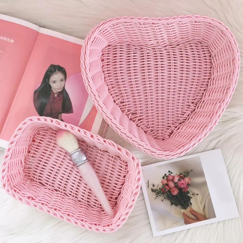 Heart/Square Shape Storage Basket Sundries Organizer Box Large Capacity PP Storage Organizer Basket Photography Prop Storage Bin