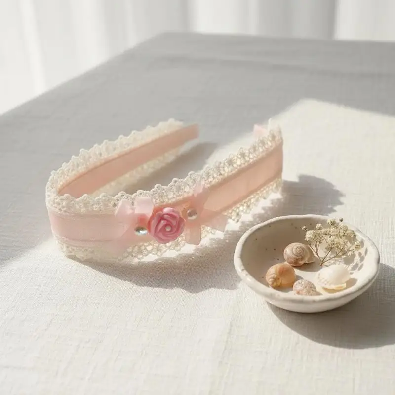 1 Stück Lolita Haarband für Kinder, Blumenmuster, breiter Rand, Sommer, Mädchen, Stirn-Pony, Haarfixierung, Baby-Haarklammer – Detail 9