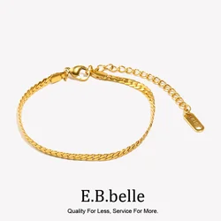 E.B.belle 2024 Waterproof Fashion 18k Gold Plated 316L Stainless Steel Cuban Chain women's hand bracelets Bangles for Women