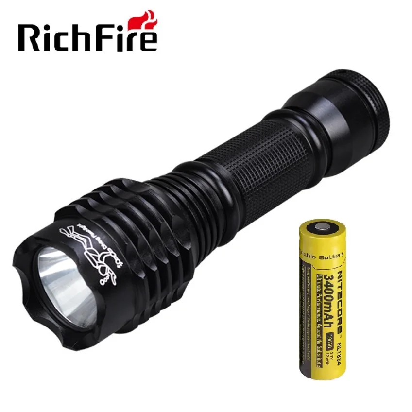 

Richfire SF124 LED Flashlight T6 1100lm Outdoor Lighting with Nitecore 3400mah 18650 Battery for Camping Self Defense