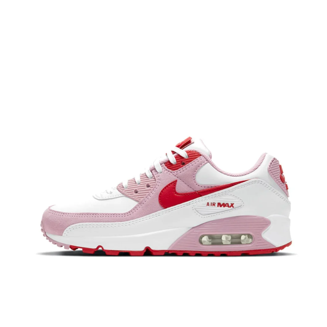 Nike Original AIR MAX 90 Low Women's Running Shoes Lightweight Breathable Casual Sneakers Pink and White Colorway