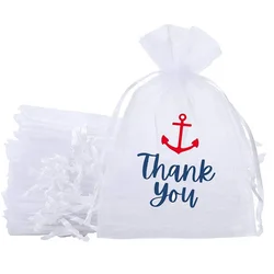 5pcs thank you candy gift bags nautical Captain Sailor Anchors Boat Beach themed boy girl Baby Shower Birthday Party decoration