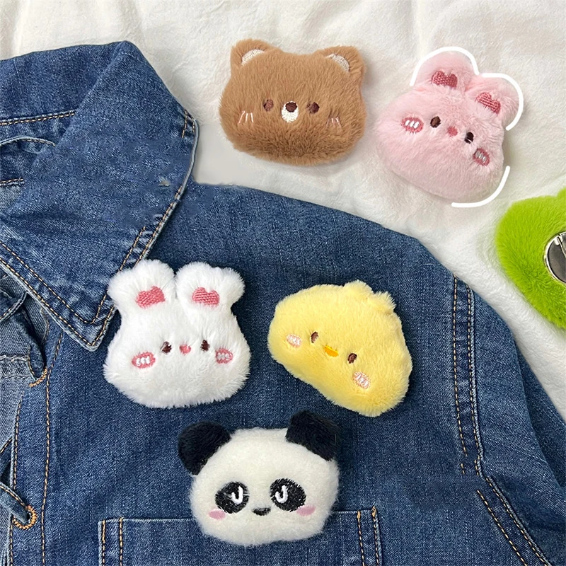 Cute Cartoon Animal Brooches Frog Bear Rabbit Panda Chick Plush Doll Personality Bag Lapel Pin Clothes Decorative Accessories