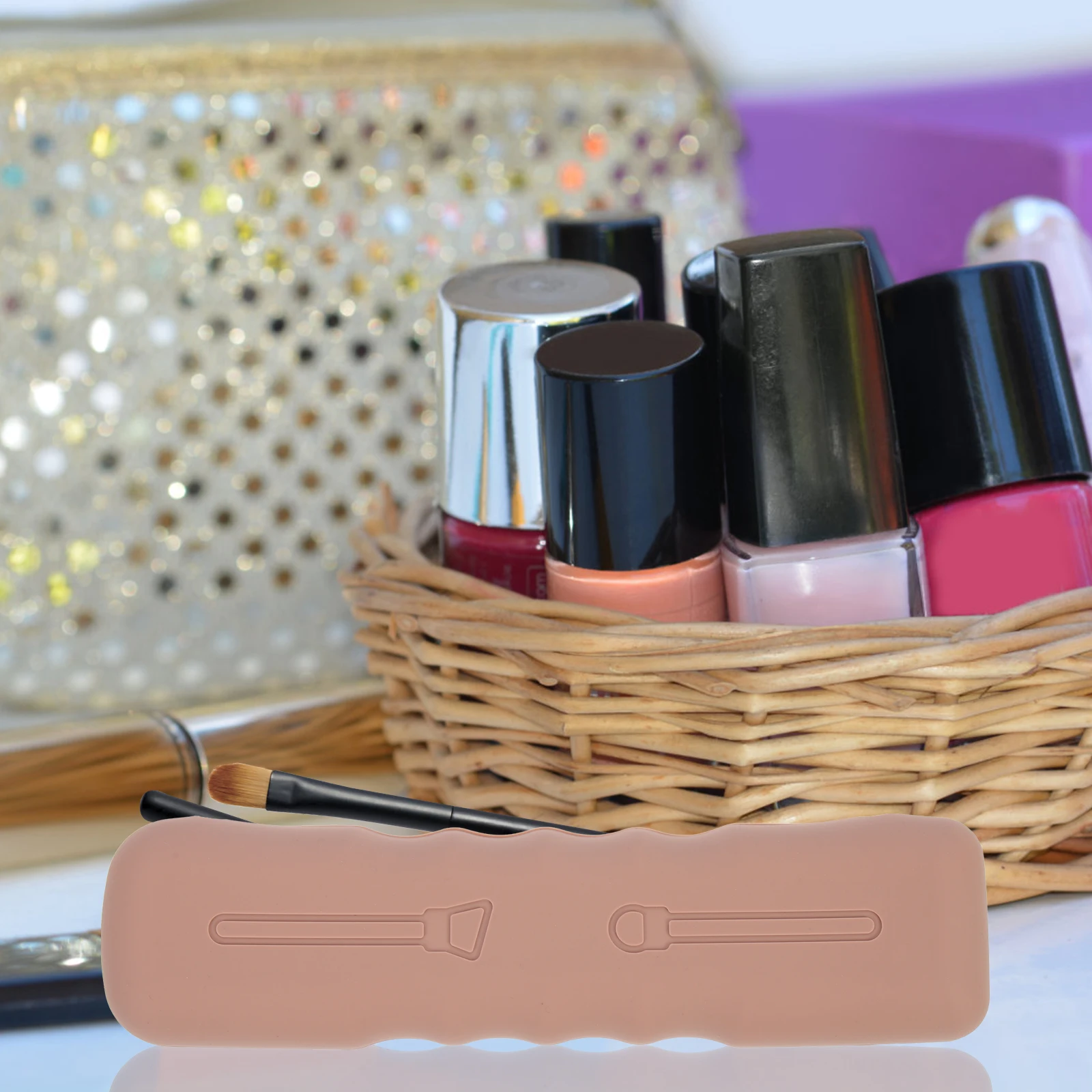 

Stylish Silicone Makeup Brush Bag Pouch Organizer Cosmetic Storage Dustproof Case Traveling Beauty Accessory