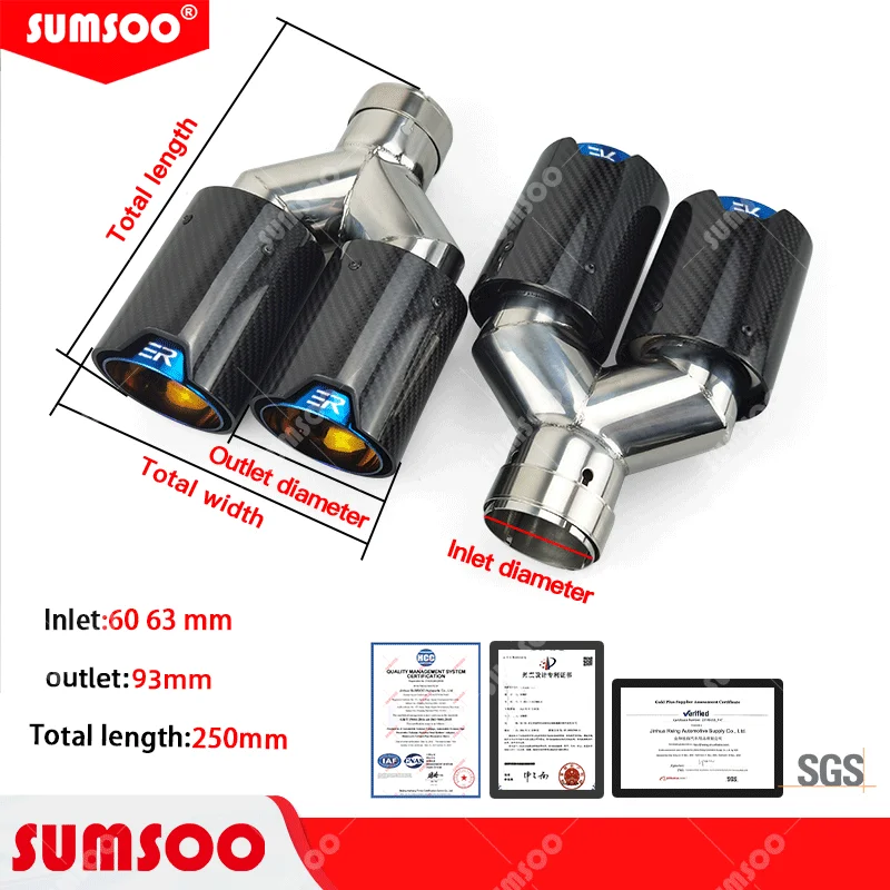 genuine sumsoo Double-out Muffler Tips Universal M performance Carbon Fiber Exhaust Tips End Pipes for BMW Series