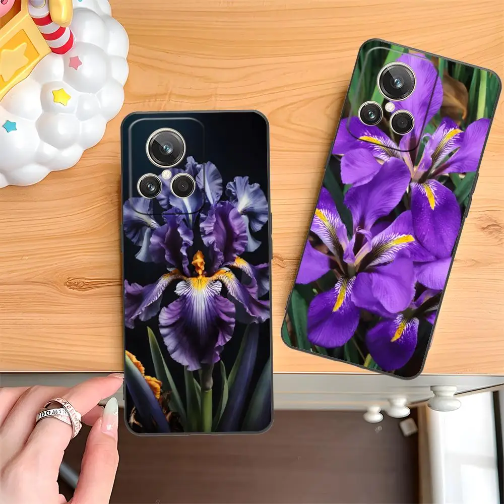 

Aesthetic Iris Flower Phone Case for Realme GT 8 Neo Pro C75 73 71 C67 65 C55 53 C35 31 C20 15 Soft TPU Shockproof Cover
