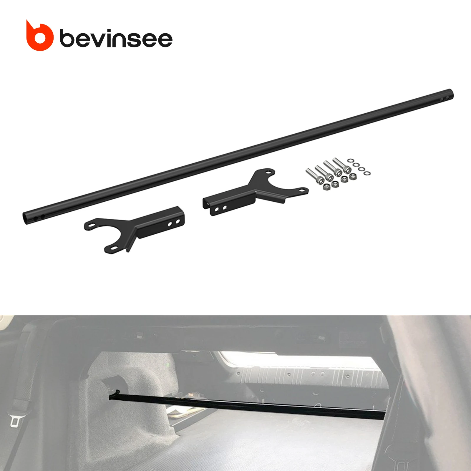 BEVINSEE Steel Rear Strut Brace Bar for BMW E46 323i 325i 328i 330i 1999-2006, Only Fit For E46 Sedan