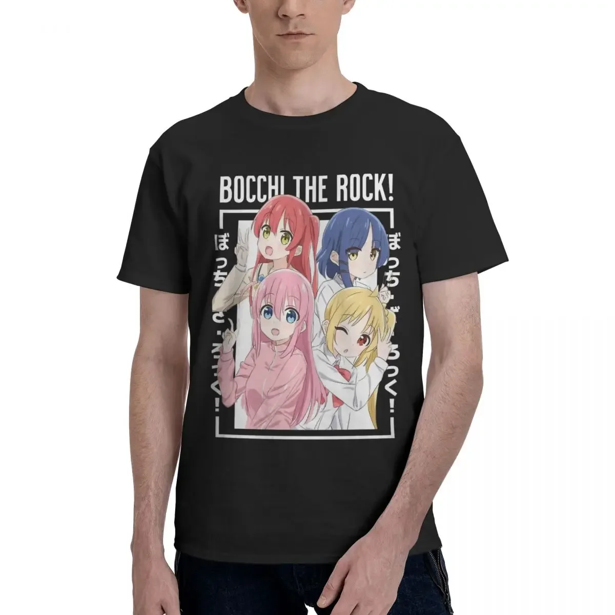 Men's Bocchi The Rock Anime T Shirt Ryo Nijika Cotton Tops Fashion Short Sleeve O Neck Tees Printing T-Shirt