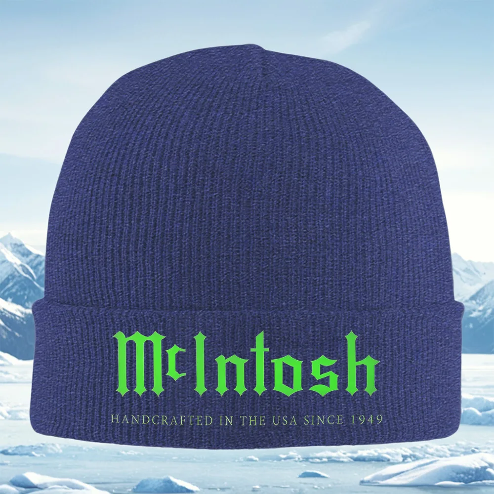 شعار McIntosh الأخضر، مصنوع في الولايات المتحدة الأمريكية منذ الرجال والنساء للجنسين قبعة محبوكة قبعة صوفية قبعة شتوية حرارية دافئة لعيد الميلاد في الهواء الطلق Cyc