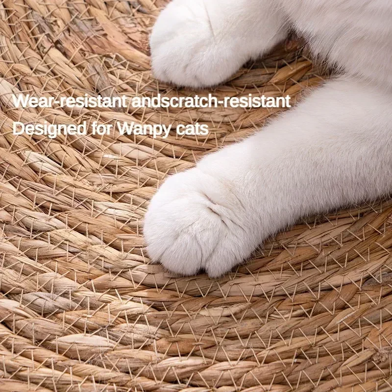 1Pc Hand Woven Cat /Dog Scratcher Rattan Mat Board Round Cat Scratching Board Cat Scratching Post pet Toys Furniture Protector