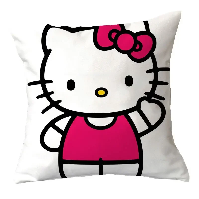 Sanurgente-Taie d\'oreiller décorative Hello Kitty, dessin animé, personnages d\'anime, impression Kawaii, produit ménager, chambre à coucher, canapé