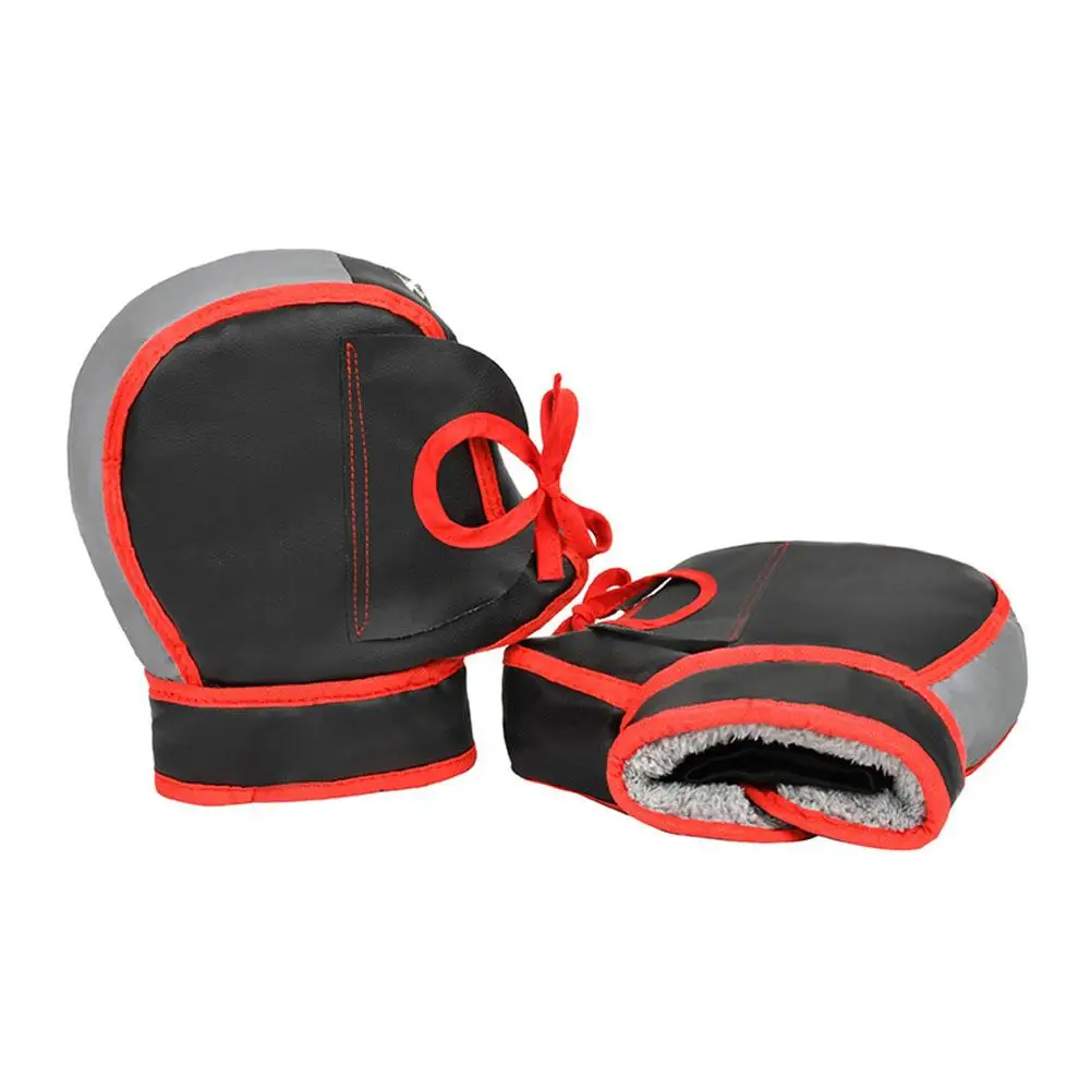Winter-Motorrad-Lenkerhandschuhe, wasserdicht, mit dicker Fleece-Fütterung, reflektierende, warme Handschuhe für E-Bike-Fahrten. – Detail 2