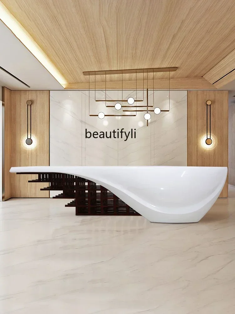 

Asmt56 Paint Company Front Desk Simple Modern Bar Beauty Salon Reception Desk Creative Strange Shape Information Desk