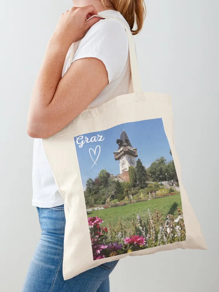 

Greetings from Schlossberg in Graz Tote Bag Big bag canvas shopping bag shopping logo shopper women