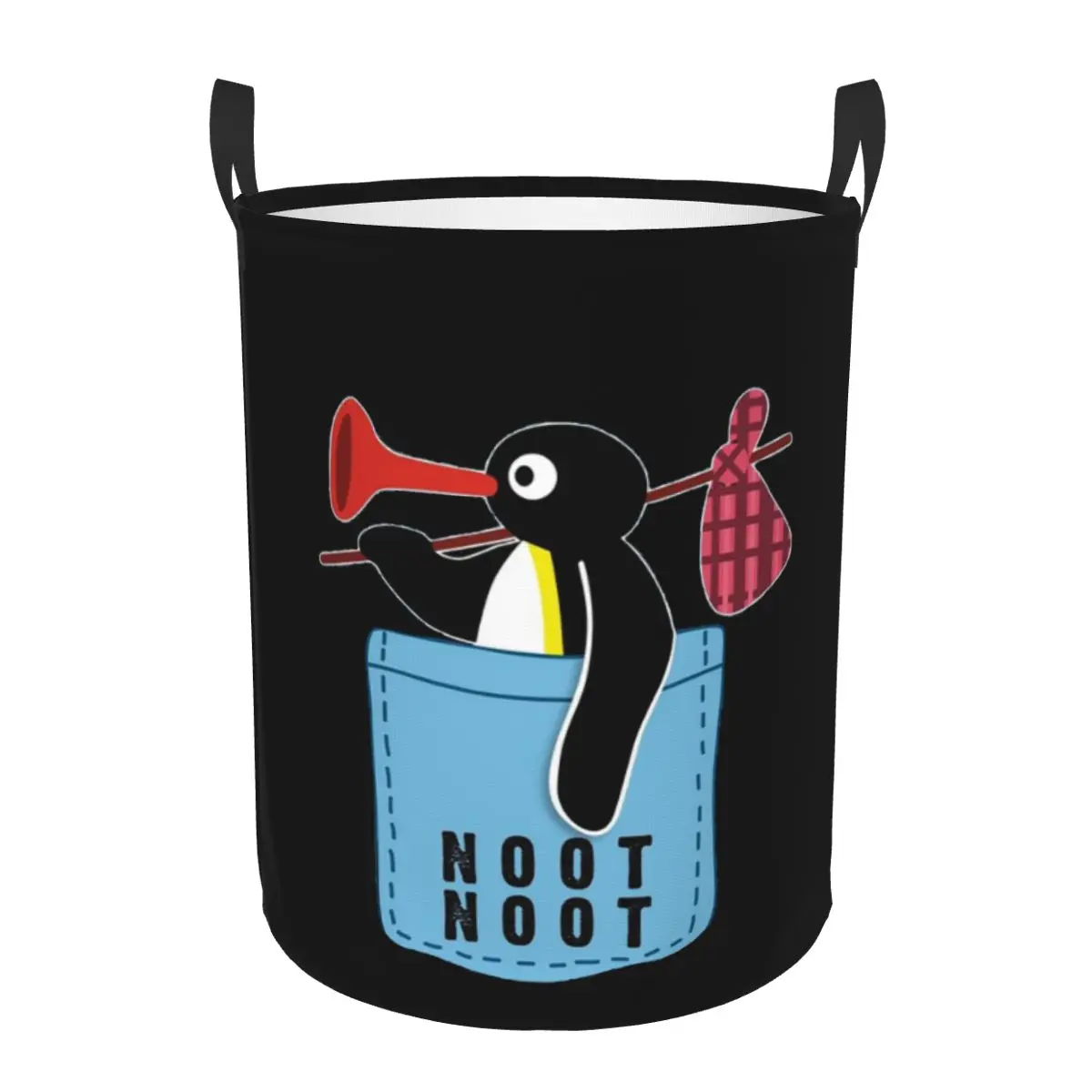 Angry Pingu Noot Noot Pocket Official Merch Foldable Laundry Baskets Dirty Clothes Home Organizer Large Waterproof Bag For Home