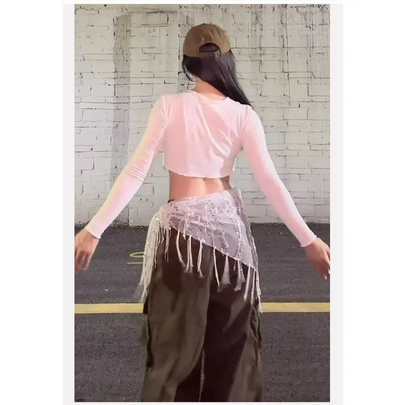 カスタマイズされたジャズベリーダンスウエスト装飾バットカーテンストリートトレンディなブランド三角スカーフスパークルタッセルウエストチェーンヒップスカーフ