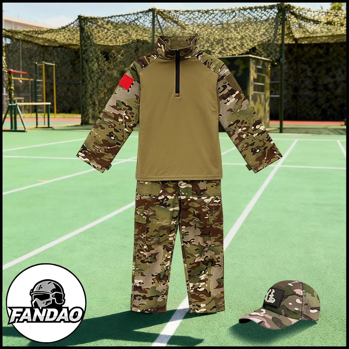 

Children's Camouflage Tactical Set with Top Pants Hat Outdoor CS Game Special Forces Combat Uniform CosPlay Performance Suit