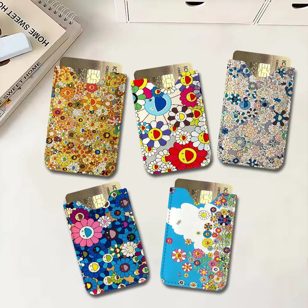 Art T-Takashi M-Murakamis Creative Printed with Leather Protective Case Business Portable Letter Pattern Leather Credit Bags
