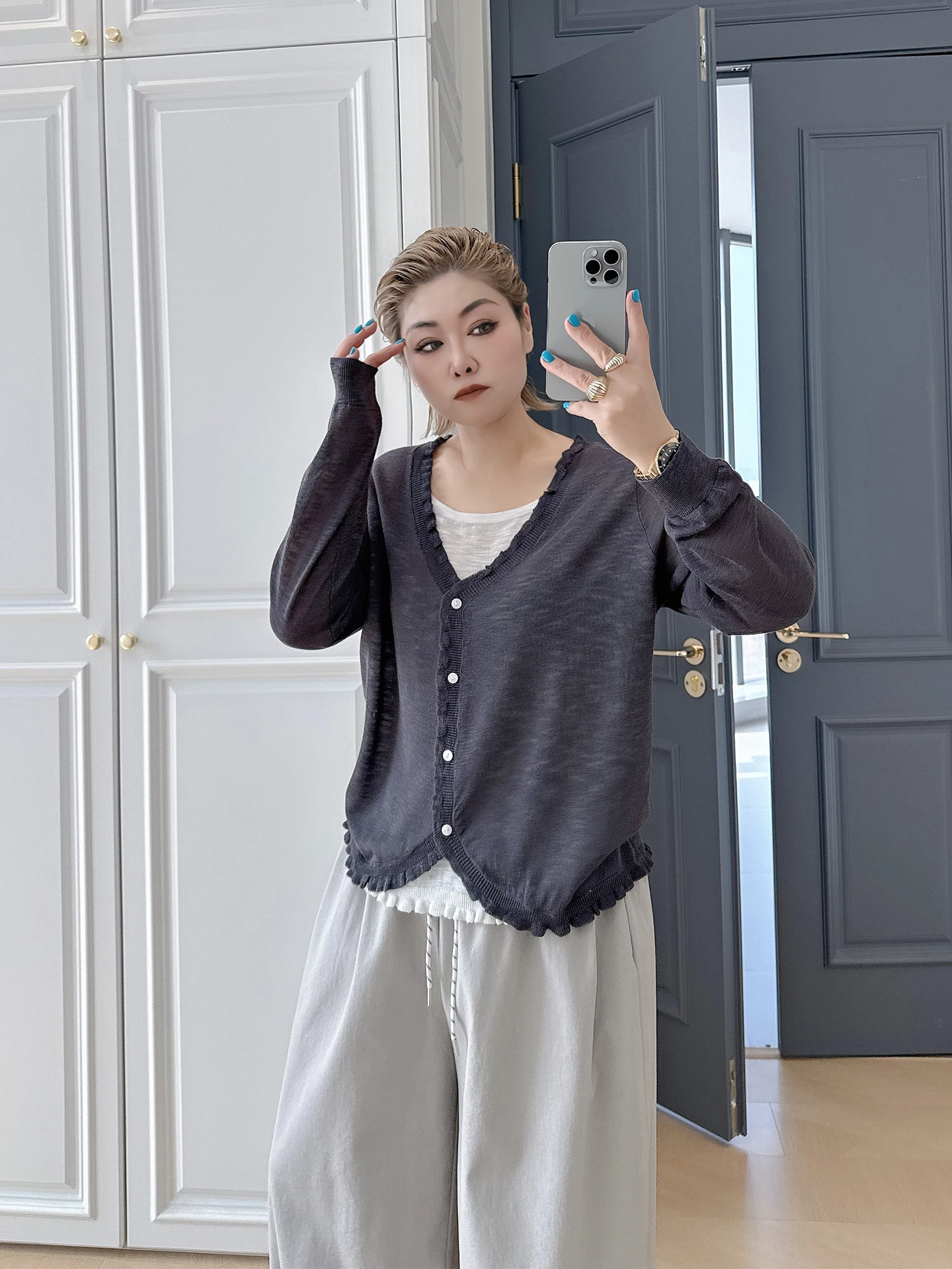 

plus Size Women's Knitted Open Cardigan Spring Loose Long Sleeve Casual Slimming Top Versatile Meat Concealing Lightweight Ou...