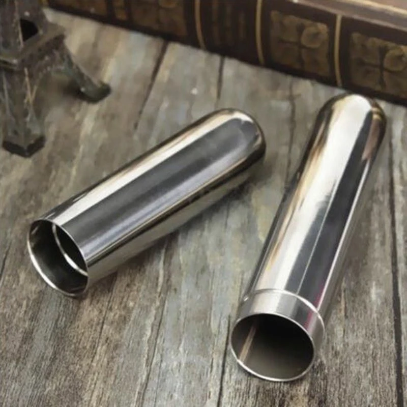 Silver Cigar tube Stainless Holder Steel Holder Container Stainless Steel Cigar Tube Smoke Case Cigarettes Tobacco new