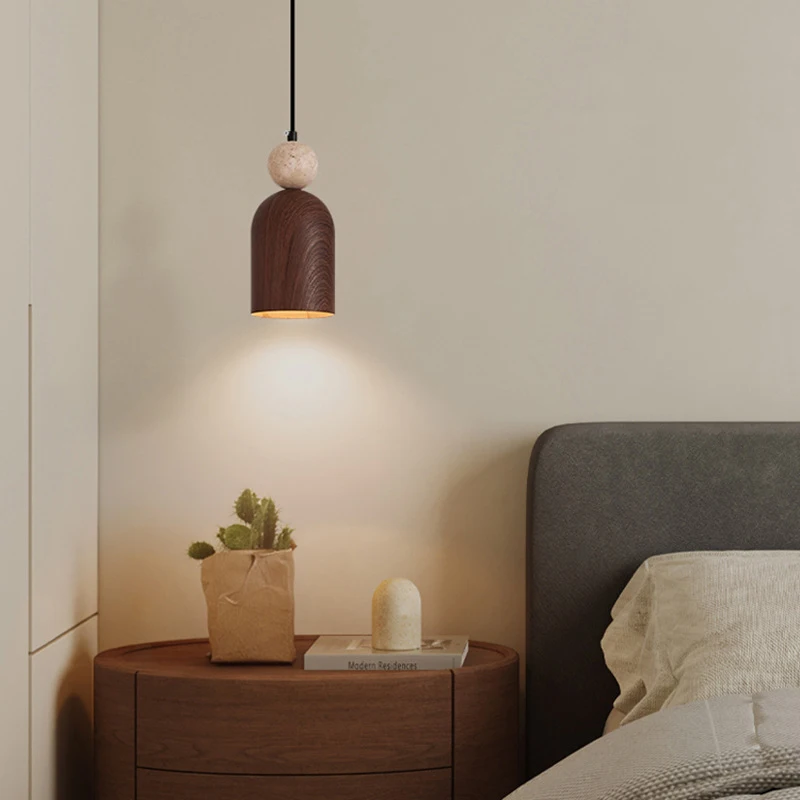 منتصف القرن نمط غرفة نوم السرير قلادة صغيرة ضوء وابي سابي الأصفر الترافرتين الممر ممر غرفة المعيشة لهجة