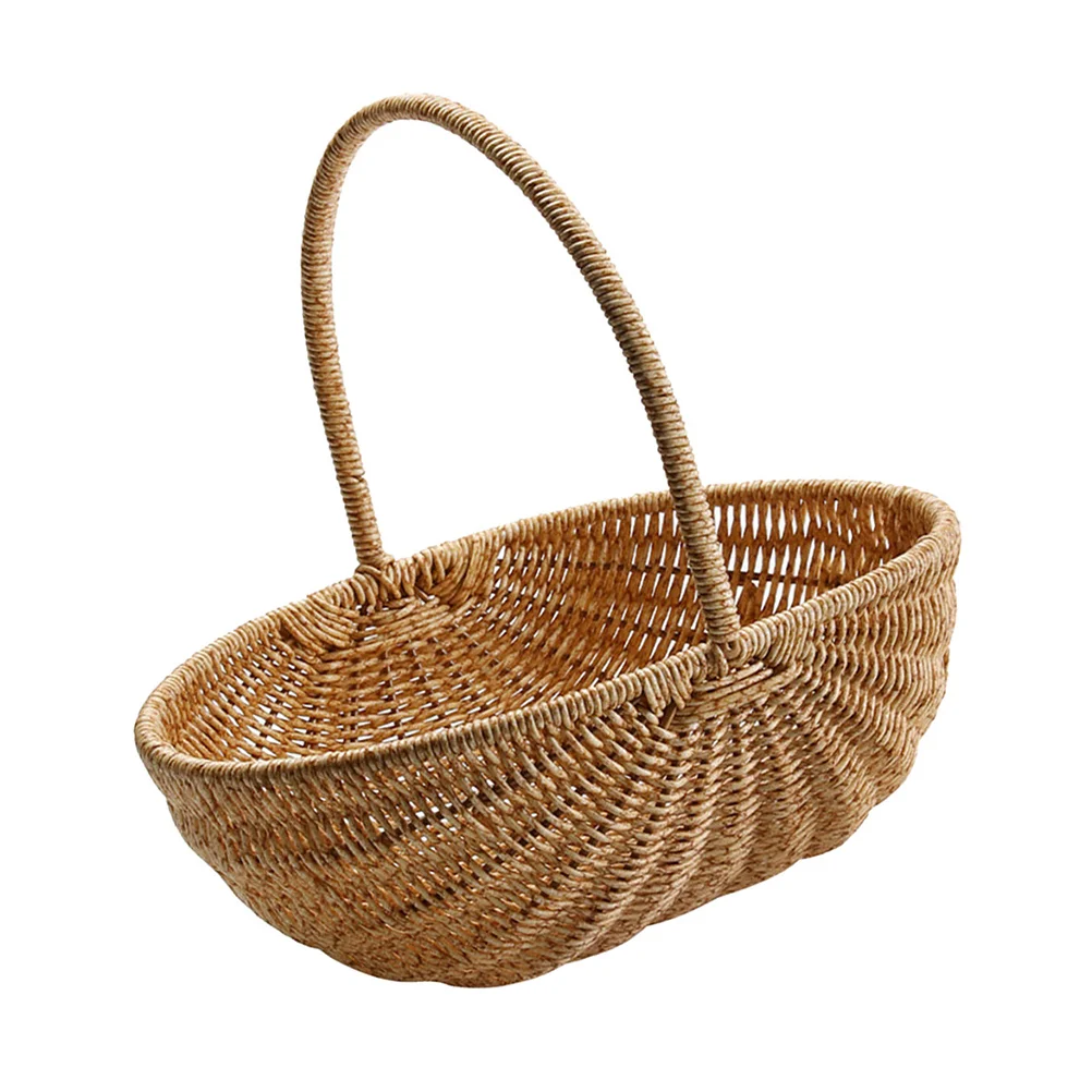 

Shopping Basket Rustic Woven Delicate Egg Hand-made Vegetable Desktop Storage Handle Design Picnic Holder Fruit Picking