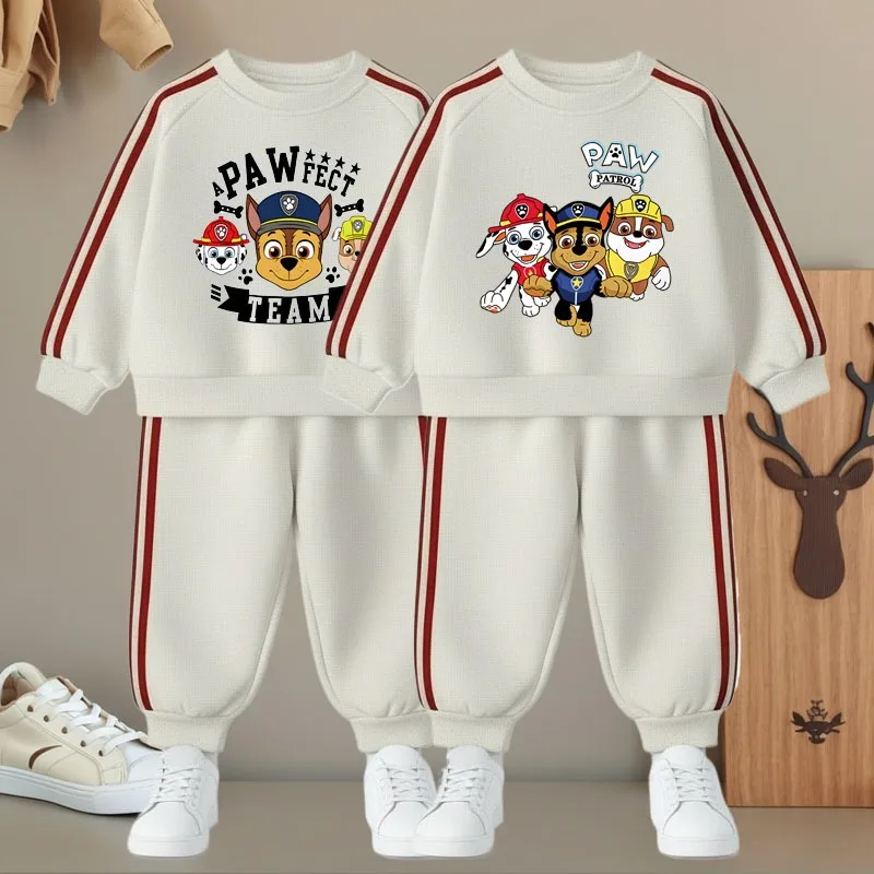 Kids Autumn New Side Stripe Long Pant Sets O Neck Casual Sweatshirts and Pants Two Piece Sets Paw Patrol Boys Girls Tracksuit