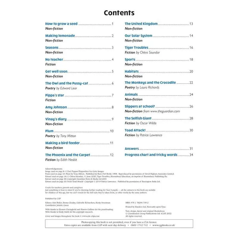 KS1 الإنجليزية السنة 2 قراءة فهم كتاب الأسئلة المستهدفة 1 مع الإجابات كتب CGP 9781782947592