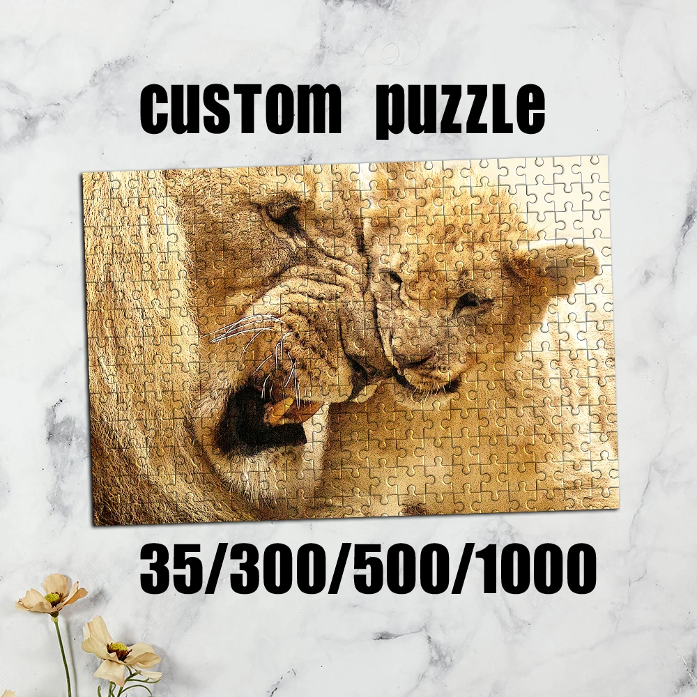 35/300pcs lion Custom Picture Personalised Decompression Puzzles Puzzle Customizable Photo For Children Toy Love Gift